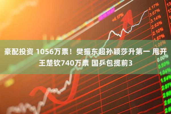 豪配投资 1056万票！樊振东超孙颖莎升第一 甩开王楚钦740万票 国乒包揽前3
